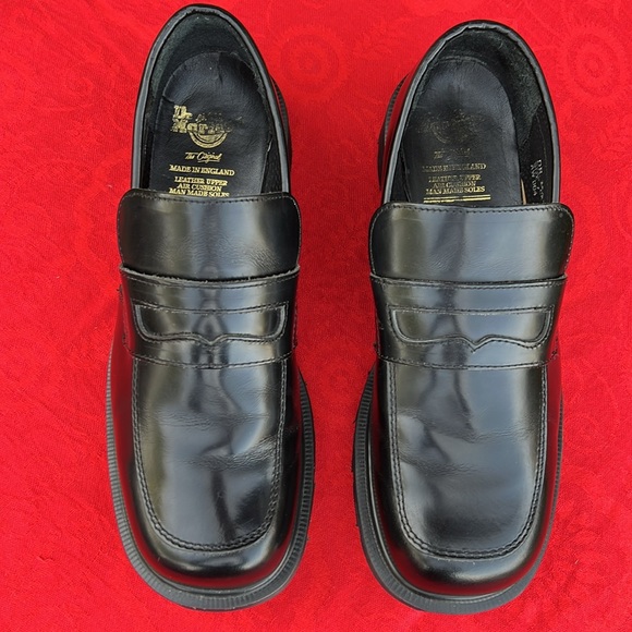 🏴󠁧󠁢󠁥󠁮󠁧󠁿 Dr. Martens MIE Mono Black Chunky Block Heel Penny Loafers UK 7 - Picture 15 of 17